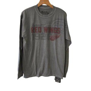 Detroit Red Wings T-Shirt Long Sleeve Gray Level Wear Mens Medium NEW NWT